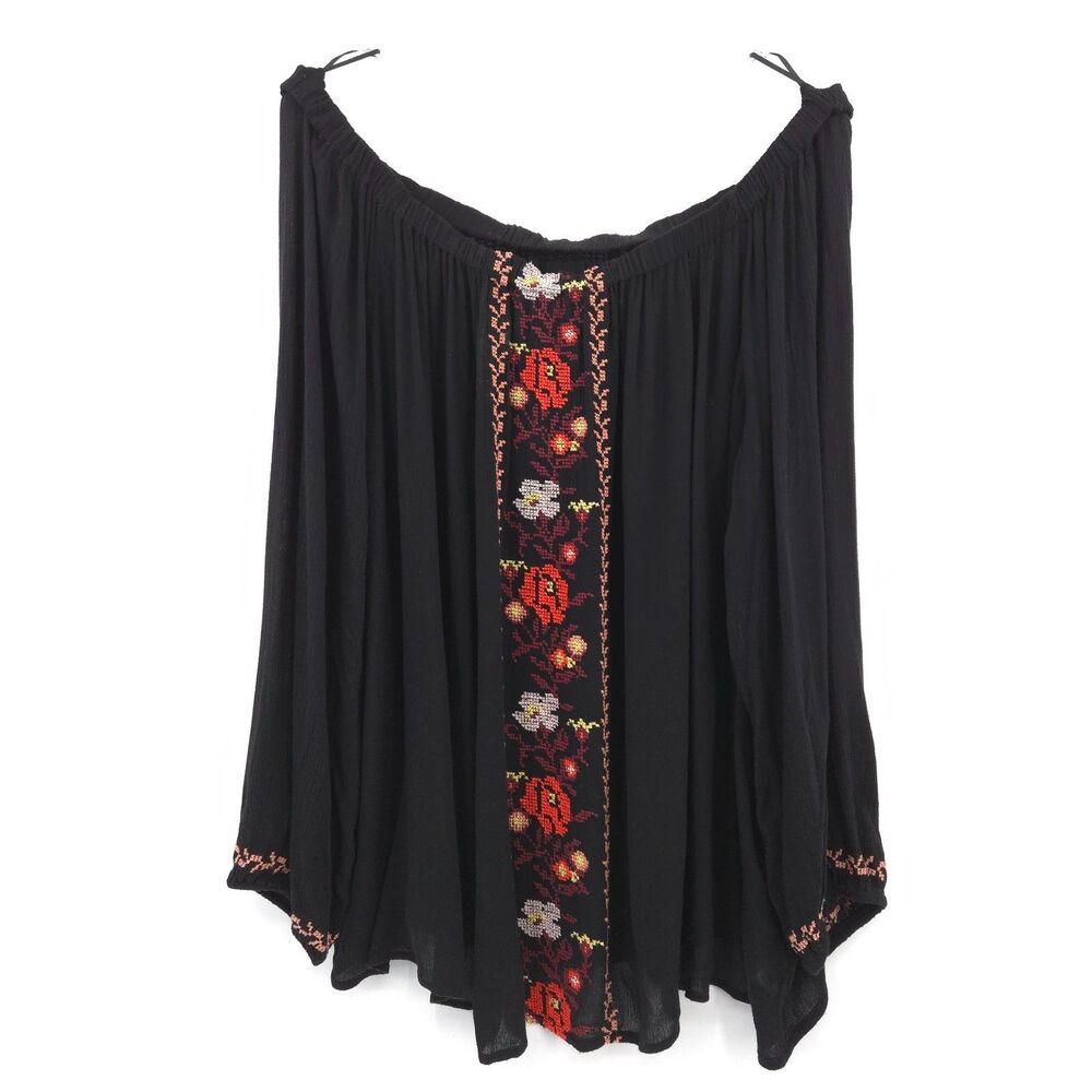 Old Navy embroidered off-the-shoulder tunic top Size XXL black peasant Boho